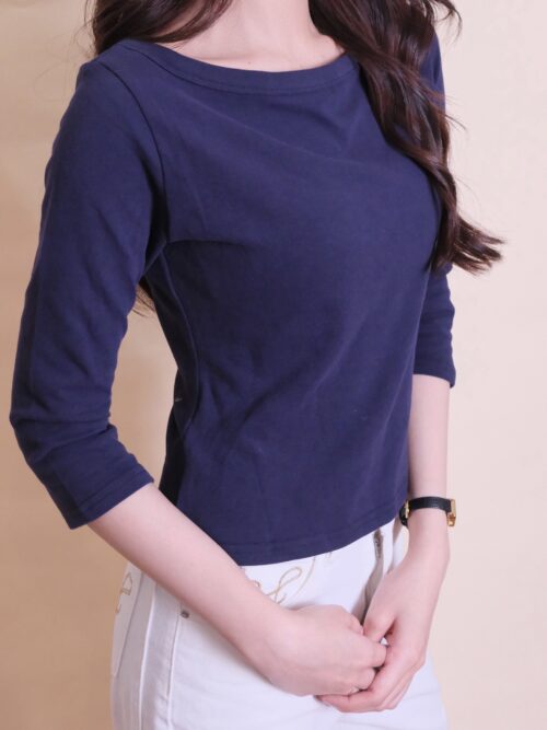 Boatneck Three-Quarter Sleeve Top