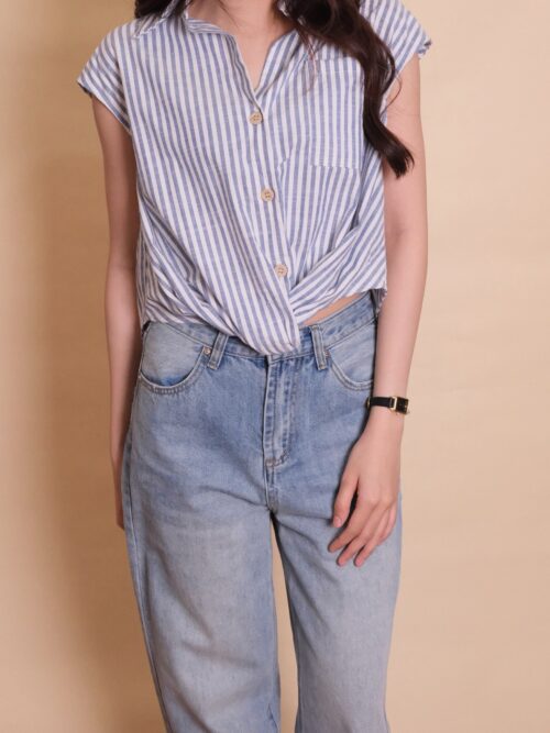 Blue Stripe Cap Sleeve