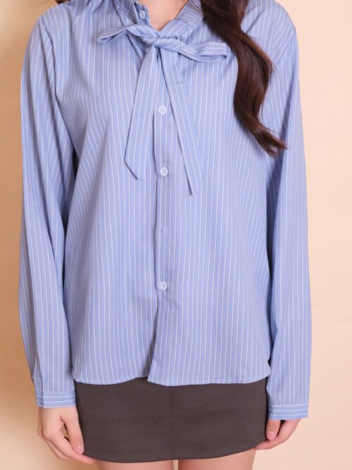 Bow-Tie Striped Button Shirt