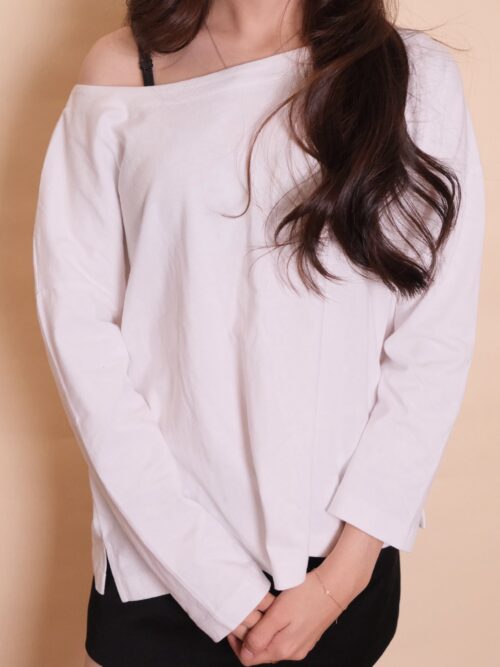 Off-Shoulder Relaxed Long-Sleeve Top