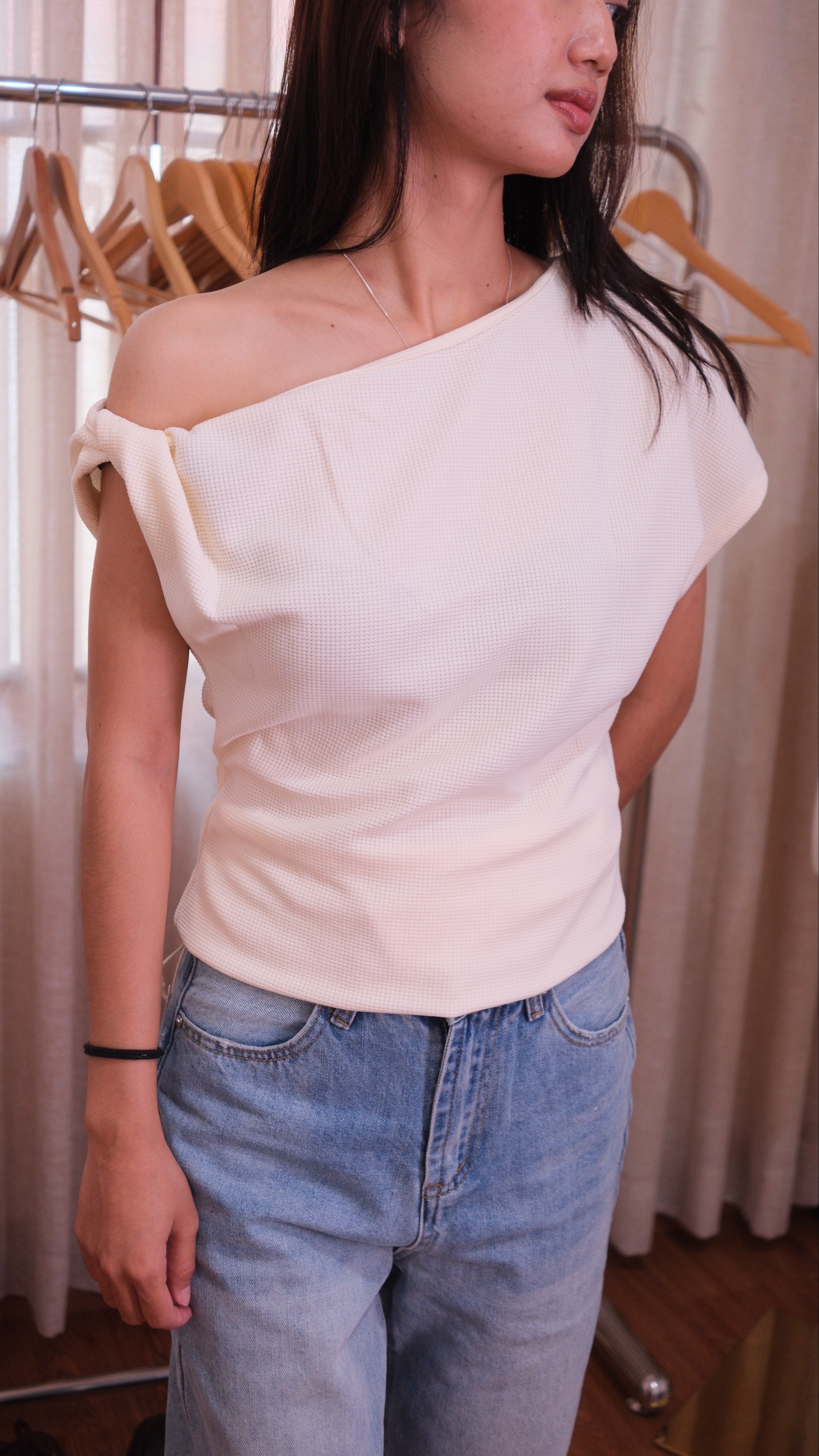 Blue off shoulder