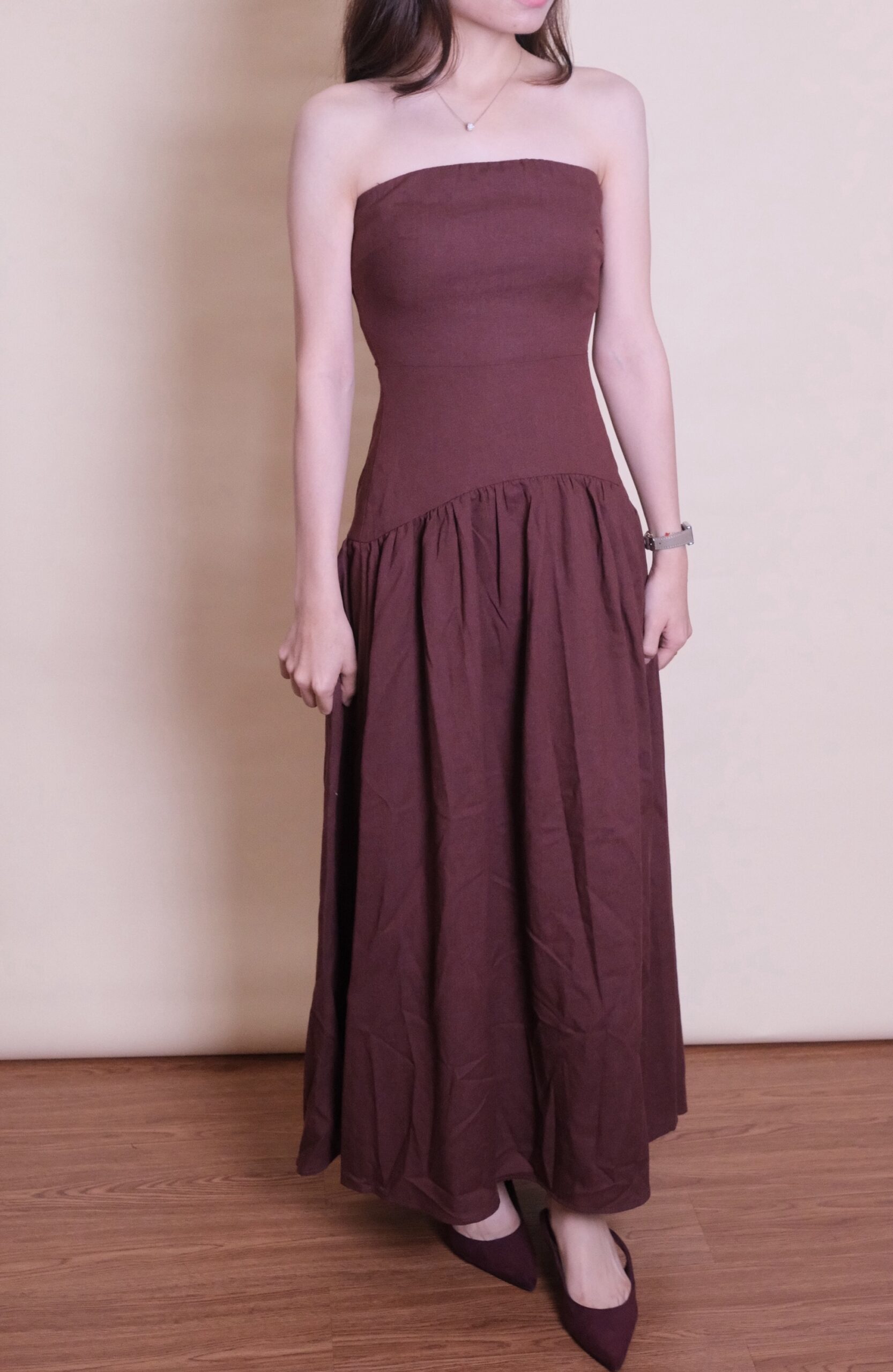 Strapless Drop-Waist Maxi Dress
